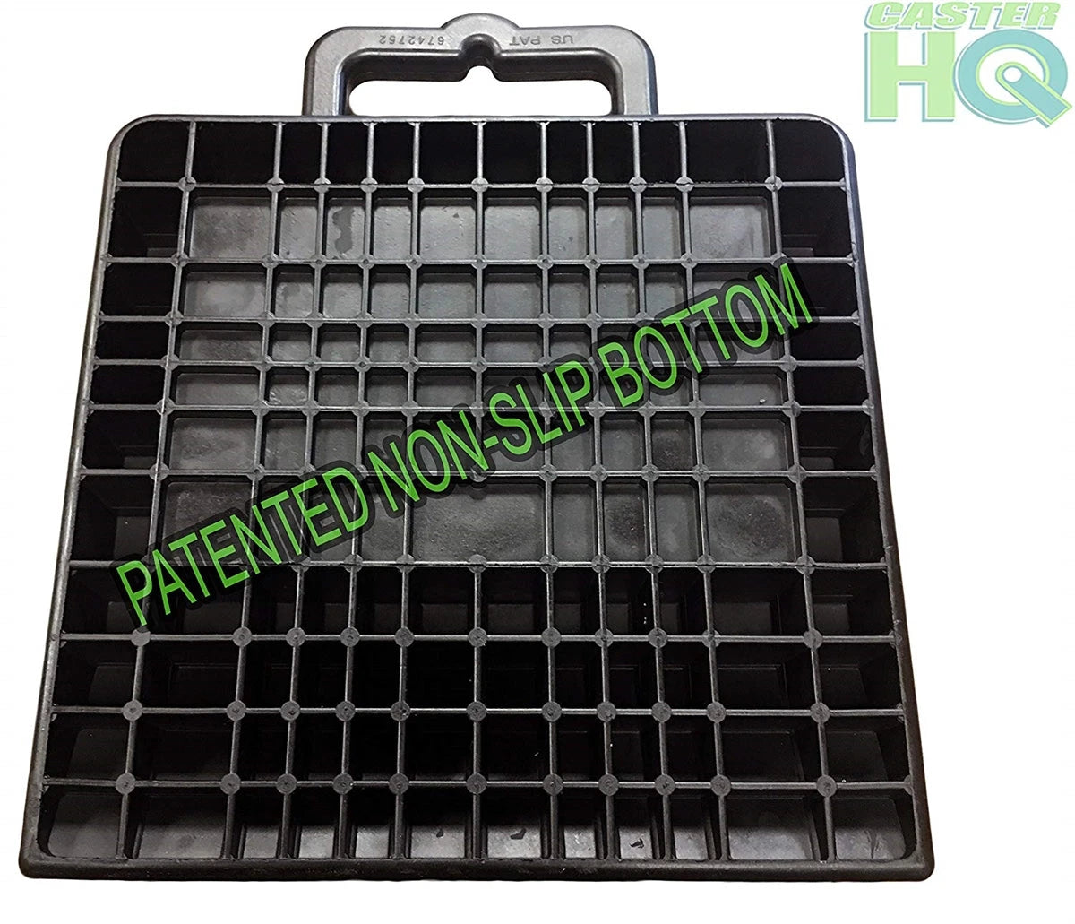 Pallet Jack Stop - 12'' x 14'' x 2'' - U.S. Patent Super Grip Design - High Grade Non-Slip Rubber CasterHQ