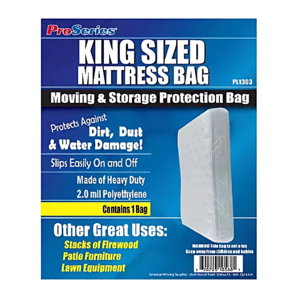 78" x 10" x 96" Heavy-Duty 2 Mil Poly Bag for King Mattress Protection | Durable, Moisture-Resistant Storage Solution - PL1303 American-Moving-Supplies