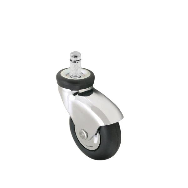 Faultless Medical 3" x 0.94" Monotech Rubber Swivel Caster - 7/16" x 7/8" Grip Ring Stem, 110 lbs Capacity | SKU: POM30223BC-MNT Faultless