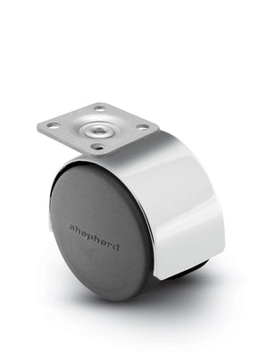 Pacer Hooded Plate Caster| 1-1/2" x 1-1/2" Top Plate | Bright Chrome Hooded Design shepherd