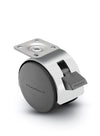 Pacer Hooded Plate Caster with Brake | 1-1/2" x 1-1/2" Top Plate | Bright Chrome Hooded Design shepherd