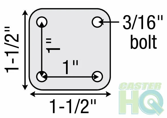 Pacer Hooded Plate Caster| 1-1/2" x 1-1/2" Top Plate | Flat Black Hooded Design shepherd