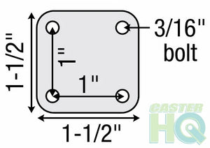 Pacer Hooded Plate Caster with Brake | 1-1/2" x 1-1/2" Top Plate | Flat Black Hooded Design shepherd