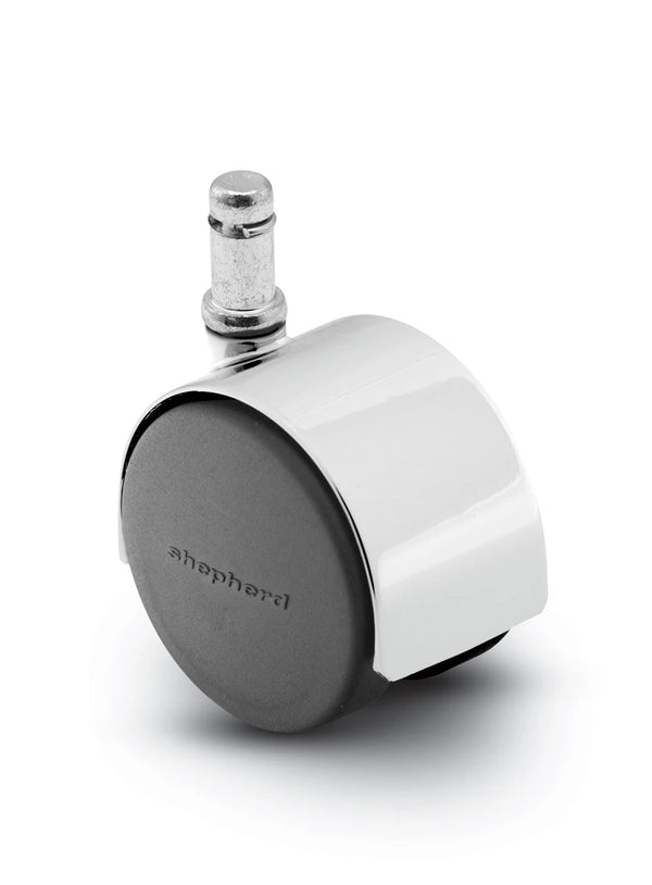 Pacer Hooded Chair Caster - 50mm Diameter - 7/16" x 7/8" Grip Ring Stem - 75 lbs Capacity - Nylon Wheels shepherd