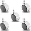 Pacer Hooded Chair Caster Set of 5 - Bright Chrome - 50mm Diameter - 7/16" x 7/8" Grip Ring Stem - 375 lbs Capacity Per Set - Nylon Wheels shepherd