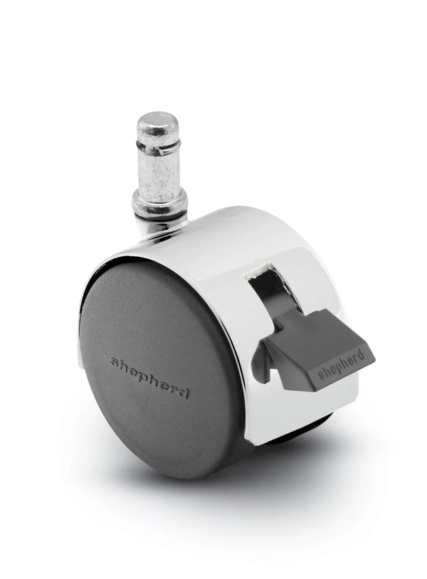 Pacer Hooded Chair Caster w/Brake - 50mm Diameter - 7/16" x 7/8" Grip Ring Stem - 75 lbs Capacity - Nylon Wheels shepherd