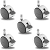 Pacer Hooded Locking Chair Caster Set of 5 - Bright Chrome - 50mm Diameter - 7/16" x 7/8" Grip Ring Stem - 375 lbs Capacity Per Set - Nylon Wheels shepherd