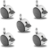 Pacer Hooded Locking Chair Caster Set of 5 - Bright Chrome - 50mm Diameter - 7/16