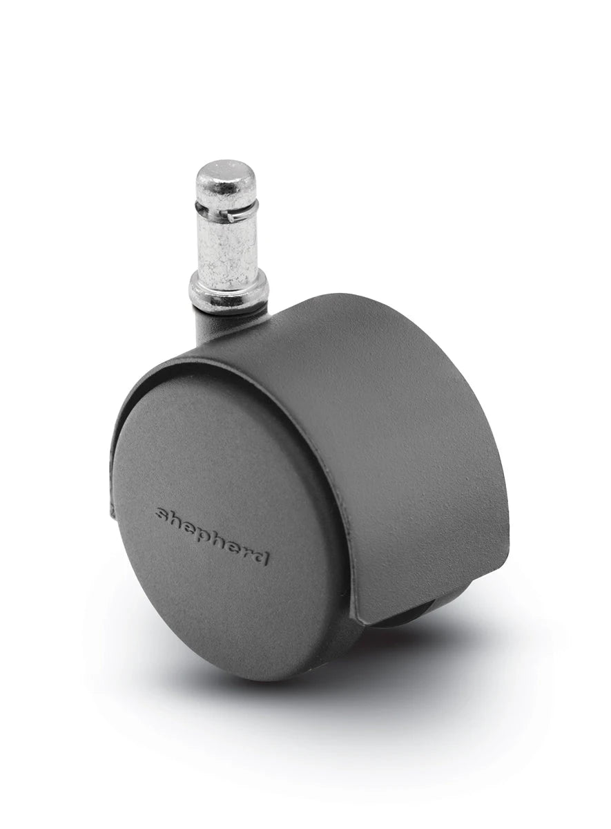 Pacer Hooded Chair Caster - 60mm Diameter - 3/8" x 1" Grip Ring Stem - 100 lbs Capacity - Nylon Wheels shepherd