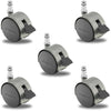 Pacer Hooded Locking Chair Caster Set of 5 - 50mm Diameter - 7/16" x 7/8" Grip Ring Stem - 375 lbs Capacity Per Set - Nylon Wheels shepherd