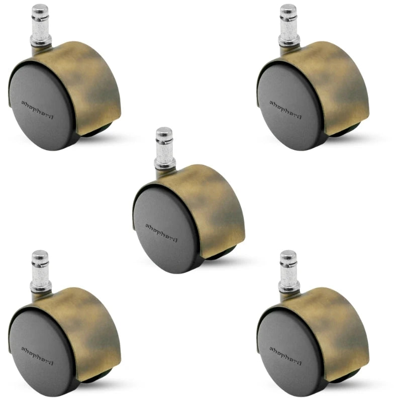 PPA50223WA - Pacer Hooded Chair Caster Set of 5 - 50mm Diameter - 7/16" x 7/8" Grip Ring Stem - 75 lbs Capacity - Nylon Wheels shepherd