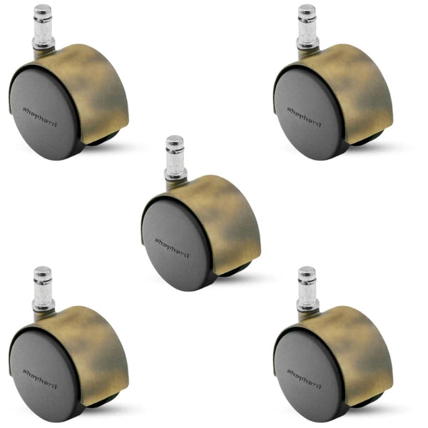 PPA50223WA - Pacer Hooded Chair Caster Set of 5 - 50mm Diameter - 7/16" x 7/8" Grip Ring Stem - 75 lbs Capacity - Nylon Wheels shepherd