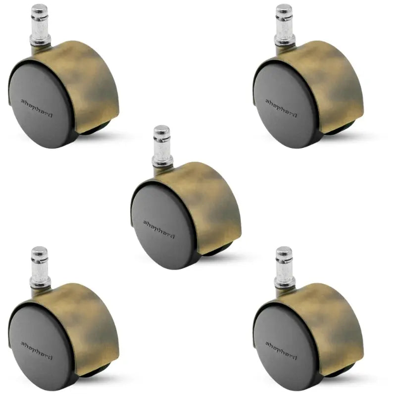 PPA50223WA - Set of 5 Pacer Hooded Chair Casters, 50mm diameter wheels with 7/16 inch by 7/8 inch grip ring stem, for office chairs