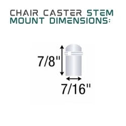 PPA50223WA - Pacer Hooded Chair Caster Set of 5 - 50mm Diameter - 7/16" x 7/8" Grip Ring Stem - 75 lbs Capacity - Nylon Wheels shepherd
