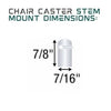 PPA50223WA - Pacer Hooded Chair Caster Set of 5 - 50mm Diameter - 7/16" x 7/8" Grip Ring Stem - 75 lbs Capacity - Nylon Wheels shepherd