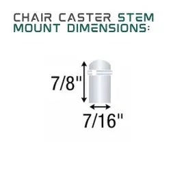 PPA50223WA - Pacer Hooded Chair Caster Set of 5 - 50mm Diameter - 7/16" x 7/8" Grip Ring Stem - 75 lbs Capacity - Nylon Wheels - CasterHQ