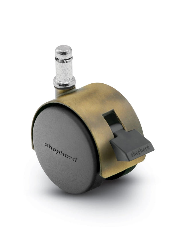 PPA50223WA-B  - Pacer Hooded Chair Caster w/Brake - 50mm Diameter - 7/16" x 7/8" Grip Ring Stem - 75 lbs Capacity - Nylon Wheels shepherd