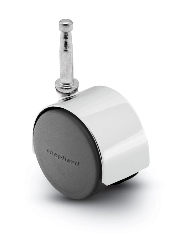 Pacer Hooded Caster - Bright Chrome 50mm Diameter | 5/16" x 1-1/2" Grip Neck Stem | 75 lbs load Capacity shepherd