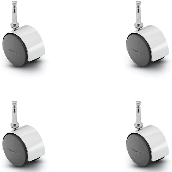 Pacer Hooded Caster - Set of 4 Bright Chrome 50mm Diameter | 5/16" x 1-1/2" Grip Neck Stem | 300 lbs load Capacity per set of 4 shepherd