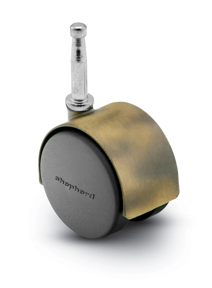 Pacer Hooded Caster - Windsor Antique Plate 50mm Diameter | 5/16" x 1-1/2" Grip Neck Stem | 75 lbs load Capacity shepherd