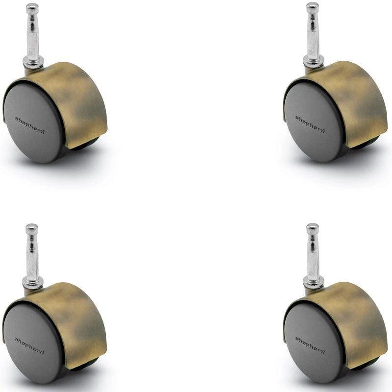 Pacer Hooded Caster - Set of 4 Windsor Antique Plate 50mm Diameter | 5/16" x 1-1/2" Grip Neck Stem | 75 lbs load Capacity shepherd