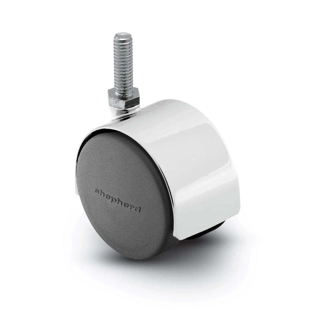 PPA50637BC - Bright Chrome Finish - Pacer Hooded Stem Caster - 50mm Diameter - 3/8" x 3/4" Threaded Stem - 75 lbs Capacity - Nylon Wheels shepherd