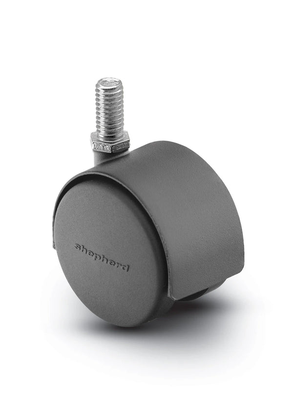 PPA50828FB - Pacer Hooded Stem Caster - 50mm Diameter - 1/4" x 5/8" Threaded Stem - 75 lbs Capacity - Nylon Wheels shepherd
