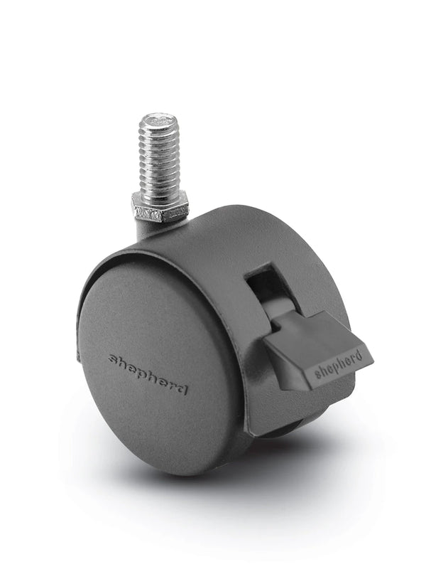 PPA50637FB-B - Locking Pacer Hooded Stem Caster - 50mm Diameter - 3/8" x 3/4" Threaded Stem - 75 lbs Capacity - Nylon Wheels shepherd