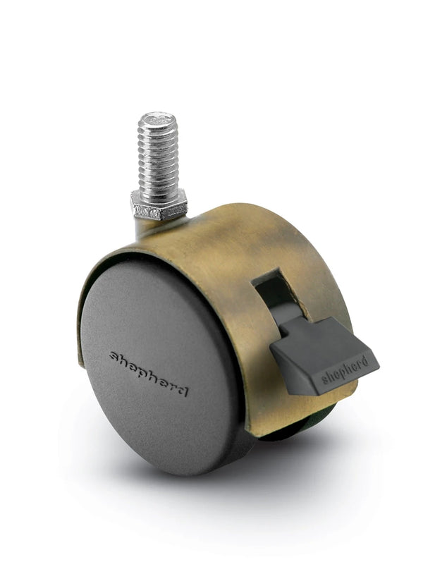 PPA50507WA-B - Pacer Hooded Caster w/Brake - 50mm Diameter - 5/16" x 1" Threaded Stem - 75 lbs Capacity - Nylon Wheels shepherd