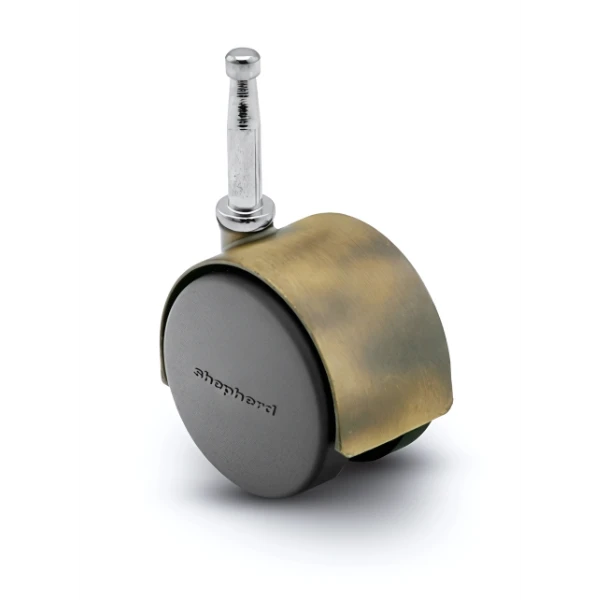 Pacer Hooded Caster - Windsor Antique Plate 60mm Diameter | 5/16" x 1-1/2" Grip Neck Stem | 100 lbs load Capacity shepherd