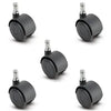 Set of 5 Self-Braking Chair Casters | Lock When Unoccupied, Roll When Seated | 50 mm Diameter Wheel | 5 Piece | Supports 375 lbs Per Set of 5 CasterHQ
