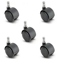 Set of 5 Self-Braking Chair Casters | Lock When Unoccupied, Roll When Seated | 50 mm Diameter Wheel | 5 Piece | Supports 375 lbs Per Set of 5 - CasterHQ