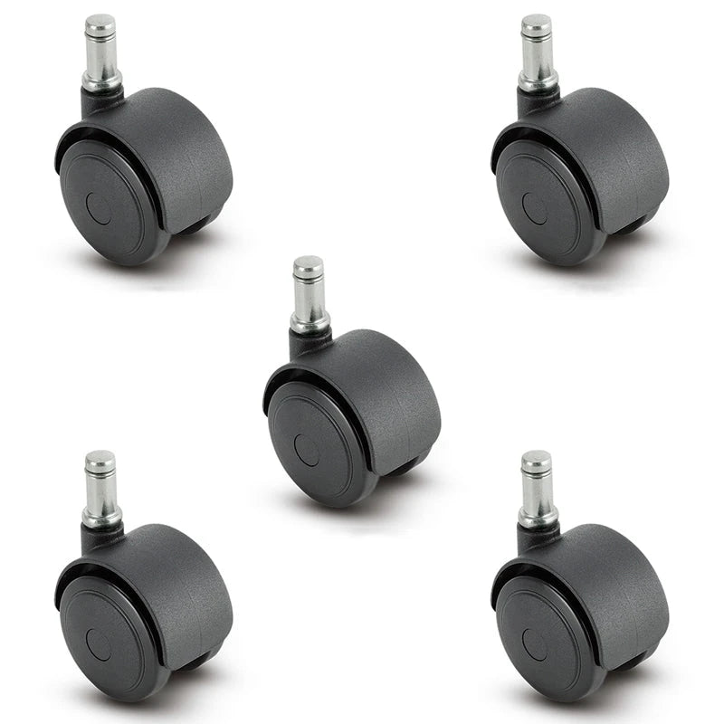 Set of 5 Self-Braking Chair Casters | Lock When Unoccupied, Roll When Seated | 50 mm Diameter Wheel | 5 Piece | Supports 375 lbs Per Set of 5 CasterHQ