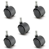 Set of 5 Self-Braking Chair Casters | Lock When Unoccupied, Roll When Seated | 50 mm Diameter Wheel | 5 Piece | Supports 375 lbs Per Set of 5 CasterHQ