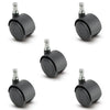 Set of 5 Self-Braking Chair Casters | Lock When Unoccupied, Roll When Seated | 50 mm Diameter Wheel | 5 Piece | Supports 375 lbs Per Set of 5