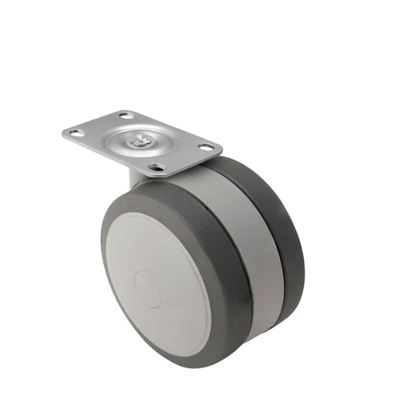 Faultless Medical 3.94" Thermoplastic Elastomer Rubber Swivel Caster - 2-5/8" x 3-3/4" Top Plate, 225 lbs Capacity | SKU: PSF100120GR Faultless