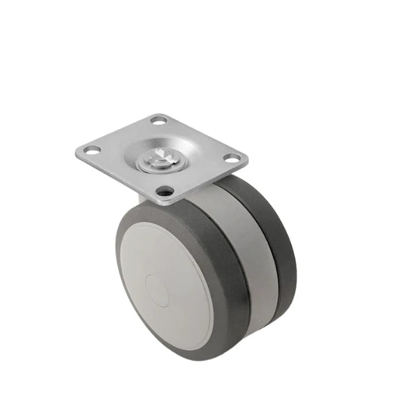 Faultless Medical 2.95" Thermoplastic Elastomer Rubber Swivel Caster - 2-3/16" x 2-9/16" Top Plate, 165 lbs Capacity | SKU: PSF75116GR Faultless