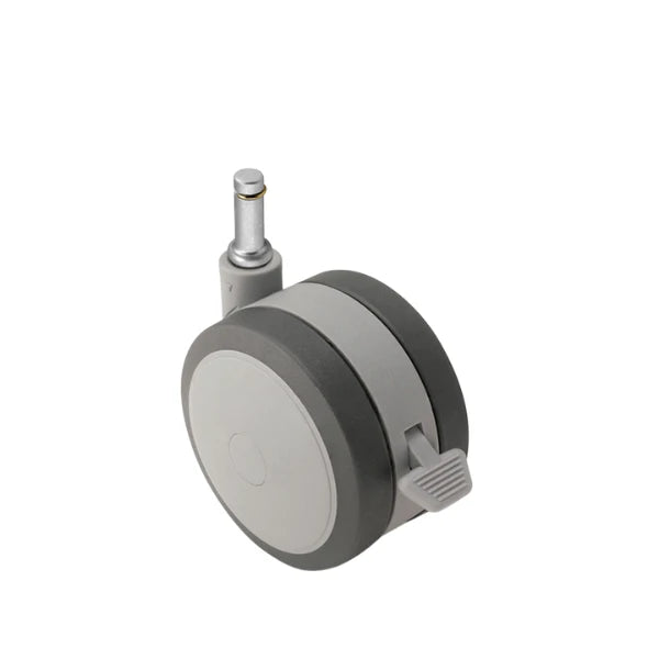 Faultless Medical 2.95" Thermoplastic Elastomer Rubber Swivel Caster with Brake - 7/16" x 7/8" Grip Ring Stem, 165 lbs Capacity | SKU: PSF75223GR-B Faultless