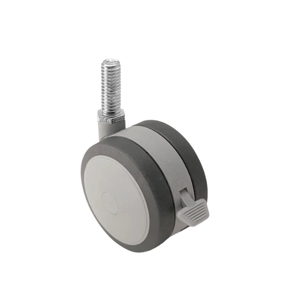Faultless Medical 2.95" Thermoplastic Elastomer Swivel Caster with Brake - 3/8"-16 x 1" Threaded Stem, 165 lbs Capacity | SKU: PSF75634GR-B Faultless