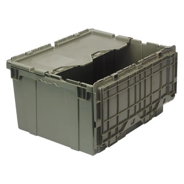 Quantum QDC2420-12 Attached Top Container - 18.25 Gallon, Gray, Stackable Storage Bin with Flip-Top Lid Quantum