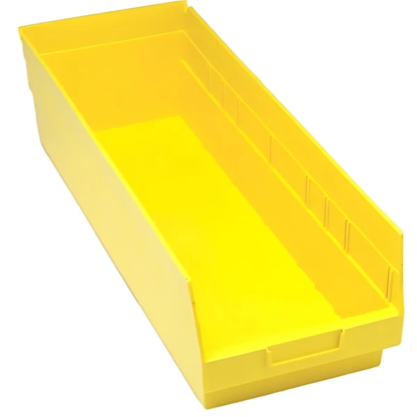 QSB214 6 PC-6" Shelf Bin - Strong Polypropylene Storage Container for Racks and Shelving Units Quantum