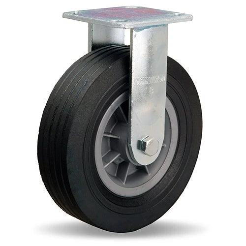 Hamilton Cush-N-Tuf 450 lbs Load Capacity Rigid Caster - 8" x 2 1/2" Ace-Tuf Rubber (75A) on Polypropylene Wheel with 3/4" Ball Bearings - R-4208-AT for Light Duty Hamilton