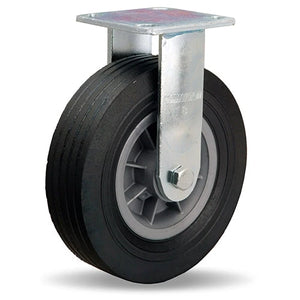 Hamilton Cush-N-Tuf 450 lbs Load Capacity Rigid Caster - 8" x 2 1/2" Ace-Tuf Rubber (75A) on Polypropylene Wheel with 3/4" Ball Bearings - R-4208-AT for Light Duty Hamilton