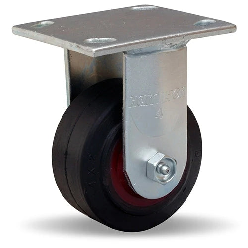R-524-R Hamilton 4" x 2" Standard Duty Rigid Caster - Mold-On Rubber on Cast Iron Wheel with 3/4" Roller Bearing Hamilton