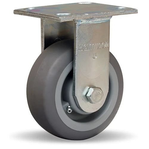 Hamilton R-525-TE Rigid Caster - 5x2 Inch Versa-Tech Rubber Wheel on Polyolefin Core for Smooth Industrial Mobility Hamilton