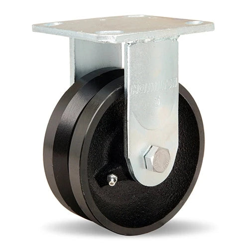 Hamilton Standard Duty R-525-V Rigid Caster - 5x2" V-Grooved Wheel with 3/4" Straight Roller Bearing - Industrial Mobility & Durability Hamilton