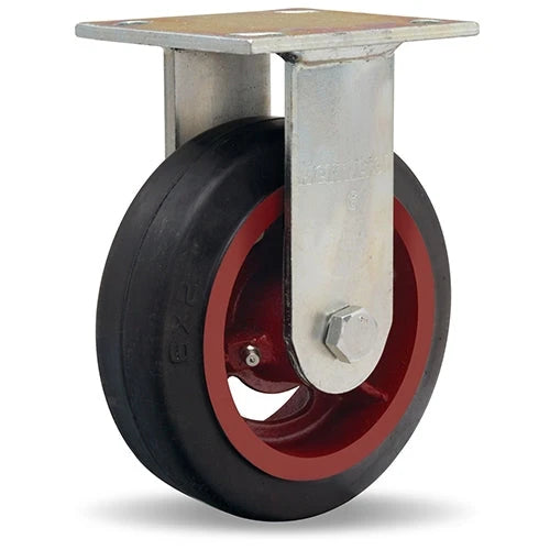 Hamilton R-526-R Rigid Caster - 6x2 Inch Mold-On Rubber Wheel on Cast Iron, Ideal for Industrial Use Hamilton