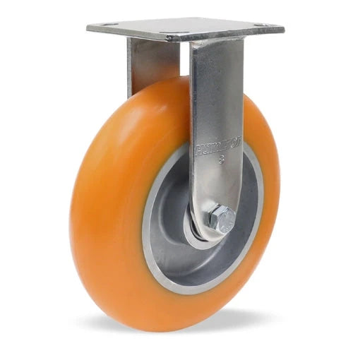 Hamilton R-528-EMB Standard Duty Rigid Caster - 8x2 Inch Ergo-Tech Polyurethane Wheel on Aluminum, Precision Bearings for Industrial Mobility Hamilton