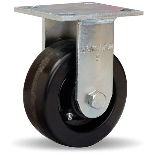 R-52K-5P Hamilton Standard Duty Rigid Caster - 5"x2" Plastex Phenolic Wheel with 3/4" Straight Roller Bearing Hamilton