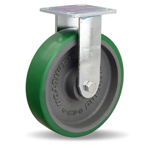 R-52K-8DB Hamilton Standard Duty Rigid Caster - 8" x 2" Duralast Polyurethane Wheel on Cast Iron - 1/2" Sealed Precision Ball Bearings for Heavy-Duty Mobility & Durability Hamilton